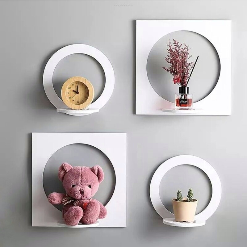 شلف دیواری خونه خاص مدل دایره مربع مجموعه 4 عددی مبلمونسرا مدل 209232