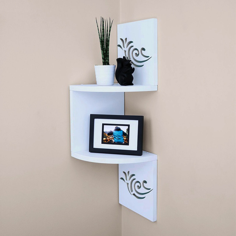 شلف دیواری خونه خاص مدل کنجی 3ط گلدار مبلمونسرا مدل 209236