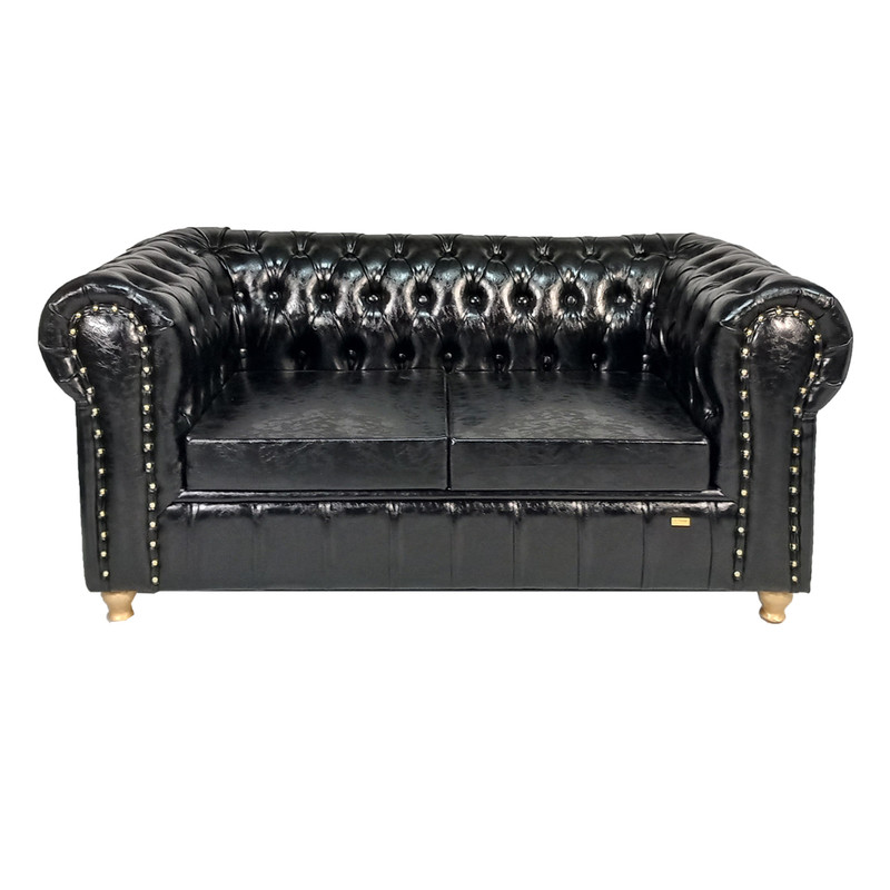 مبل انتظار دو نفره  مدل چستر گلمیخ پایه طلایی مبلمونسرا مدل 202782