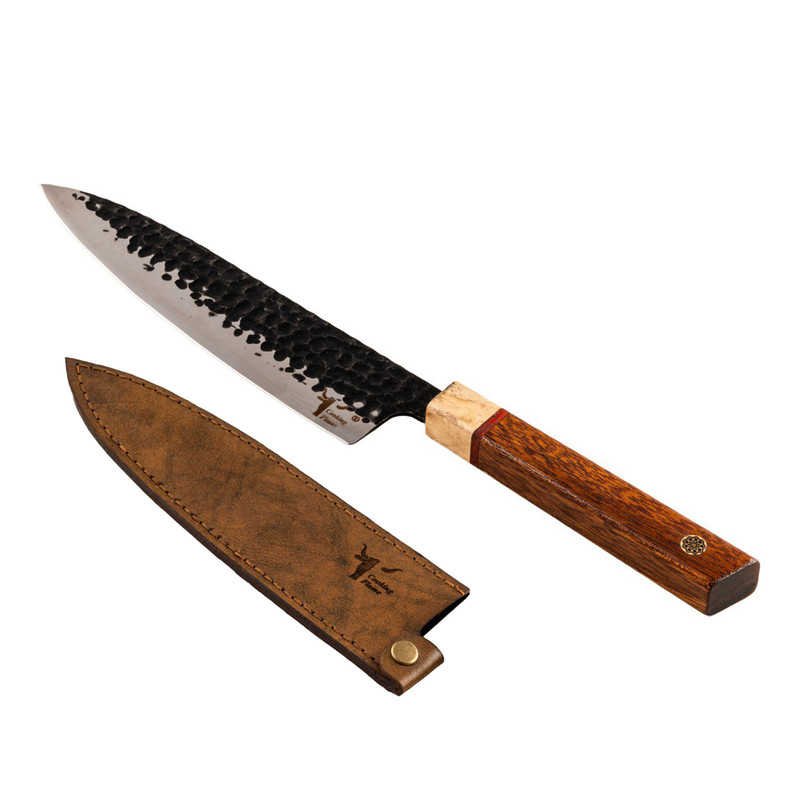 چاقو آشپزخانه کوکینگ فلیم مدل A2 به همراه غلاف چرمی مبلمونسرا مدل 205513