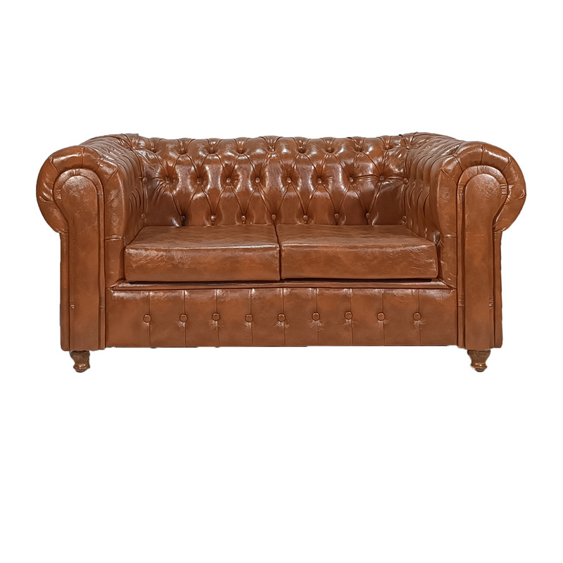 مبل انتظار دو نفره  مدل چستر دو قالپاقه عسلی مبلمونسرا مدل 202779