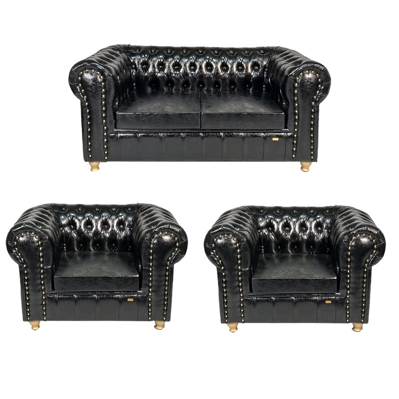 مبل انتظار چهار نفره  مدل چستر گلمیخ پایه طلایی مبلمونسرا مدل 202768